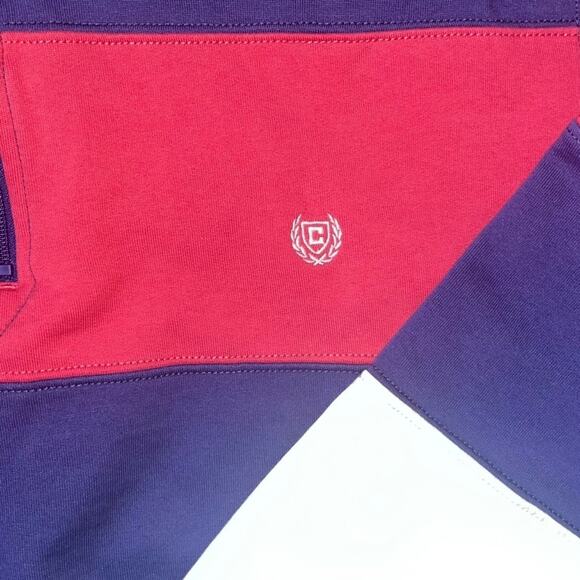 Chaps Pullover Fleece Mens Size XXL Pink Blue White Striped Comfy 1/4 Zip - Picture 3 of 7